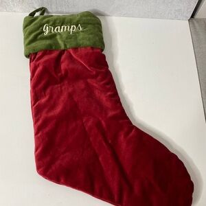 Pottery Barn Red Green Christmas Stocking monogramed “Dylan”